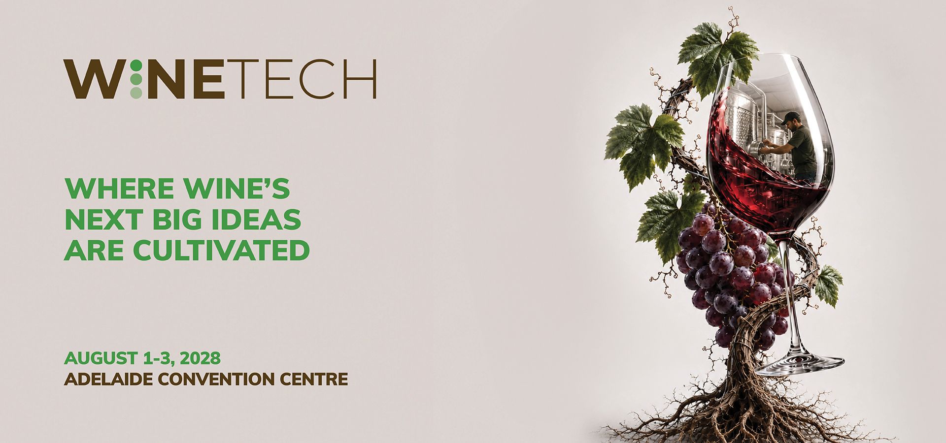 WineTech: where wine's next big ideas are cultivated. August 1-3, 2028, Adelaide Convention Centre.